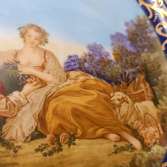 French c.1910 Porcelain Hand-Painted Plate from painting by François Boucher - Picture 6 of 7